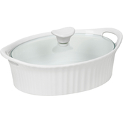 Corningware French White III 1.5 Qt. Oval Casserole with Glass Cover