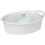 Corningware French White III 2.5 Qt. Oval Casserole with Glass Cover