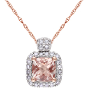 Sofia B. 10K Rose Gold Morganite and 1/10 CTW Diamond Pendant