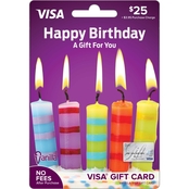 Vanilla Visa Happy Birthday Candles $25 Gift Card + Activation Fee