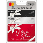 Vanilla Mastercard $75 ($25 x 3) Gift Card Multipack + Activation Fee