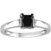 Sofia B. 10K White Gold 1 ct. Princess Cut Black Diamond Solitaire Engagement Ring