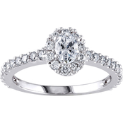 Diamore 14K White Gold 1 CTW Oval Cut Diamond Halo Engagement Ring