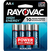 Rayovac High Energy AA Alkaline Battery 4 pk.