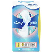 Always Infinity Size 1 Regular Unscented Pads with FlexFoam and Wings 36 ct.