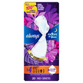 Always Radiant Overnight Scented Pads with FlexFoam and Flex-Wings 22 ct.