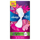Always Radiant Heavy Flow Scented Pads with FlexFoam and Flexi-Wings 26 ct.