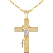 Latin Treasures 14K Two Tone Rosary Cross Pendant
