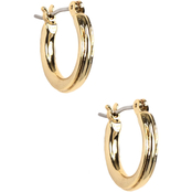 Napier Polished Goldtone Hoop with Textured Design Earrings