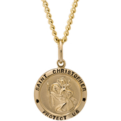 14K Yellow Gold Filled Round Saint Christopher Medal Pendant