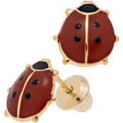 Kids 14K Gold Filled Red and Black Epoxy Ladybug Earrings