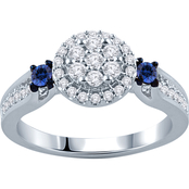 10K White Gold 3/8 CTW Diamond and Sapphire Engagement Ring