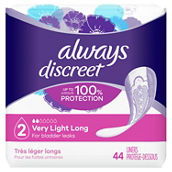 Always Discreet Very Light Long Incontinence Liners 44 ct.