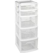 Homz Plastic Cart with 5 Drawers