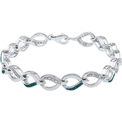 Sterling Silver 1/8 CTW Blue and White Diamond Bracelet