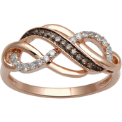 10K Rose Gold 1/5 CTW Champagne and White Diamond Ring