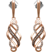 10K Rose Gold 1/5 CTW Champagne and White Diamond Earrings
