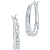 10K White Gold 1/5 CTW Diamond Hoop Earrings