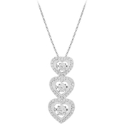 10K White Gold 1/4 CTW Dancing Diamond 3 Heart Pendant