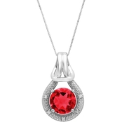10K White Gold Ruby with Diamond Accent Love Knot Pendant