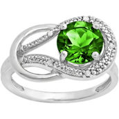 10K White Gold Lab Created Emerald and Diamond Accent Love Knot Ring
