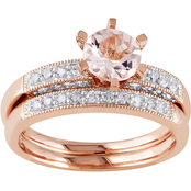 Sofia B. 10K Pink Gold 1/3 CTW Diamond and Morganite Bridal Ring Set