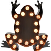 In My Garden Metal Lighted Frog Marquee Sign