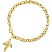 Symbols of Faith 14K Goldtone Crystal Angel Chain Bracelet