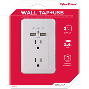 Cyber Power 2 Outlet Wall Plate with 2 USB Ports