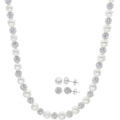 Imperial 18 in. Large Freshwater Cultured Pearl and Crystal Bead 3 pc. Set