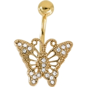 14G Cubic Zirconia Butterfly Belly Ring