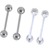 14G Barbell and Retainer Tongue Rings Set 4 pk.