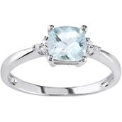 Sofia B. 10K White Gold Diamond Accent and 4/5 Ct. CTW Aquamarine Fashion Ring