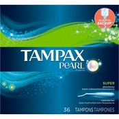 Tampax Pearl Plastic Super Absorbency Unscented Tampons 36 ct.