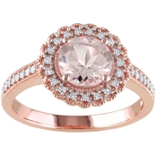 Sofia B. Rose Gold Plated Silver 1/8 ct. Diamond and Morganite Ring