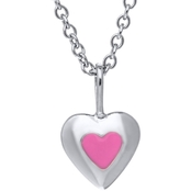 Kids Sterling Silver Pink Heart Pendant
