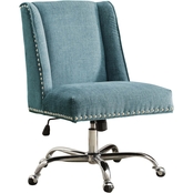 Linon Draper Aqua Office Chair with Metal Base