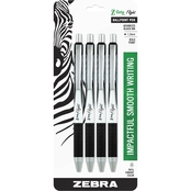 Zebra Z Grip Flight Retractable Ballpoint 1.2mm Black Pen 4 pk.
