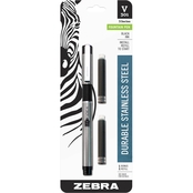 Zebra V-301 Stainless Steel Fountain Pen Black 1 pk. with Bonus Refill