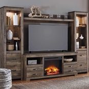 Signature Design by Ashley Trinell 105 in. Entertainment Wall with Fireplace Insert