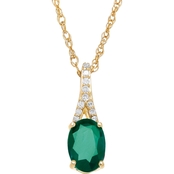 10K Yellow Gold Emerald Pendant With Diamond Accents