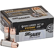 Sig Sauer Elite Performance V-Crown 9mm 147 Gr. JHP, 20 Rounds