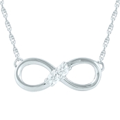 14K White Gold Diamond Accent Two Stone Infinity Necklace