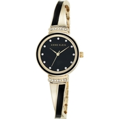 Anne Klein Women's Crystal Accent Goldtone and Black Bangle Watch 26mm AK/2216BKGB