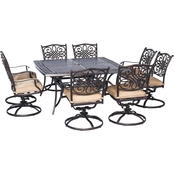 Hanover Traditions 9 pc. Outdoor Dining Set with Square Table and 8 Swivel Rockers