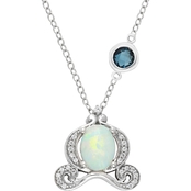 Enchanted Disney Sterling Silver White Topaz and Created Opal Cinderella Pendant