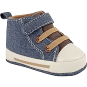 Wee Kids Infant Boys Denim High Top Shoes with Velcro Strap