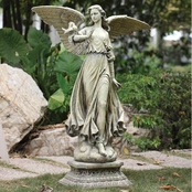 Joseph Studio Angel On A Pedestal Garden Statue