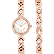 Armitron Women's Rose Goldtone Swarovski Crystal Accented Watch and Bracelet Set