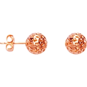 14K Gold Hollow Laser Ball Stud Earrings